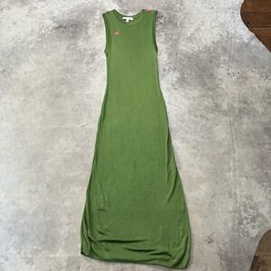 Atlein Collective Dress Womens Size Large Green Slinky Knit Midi Sleeveless